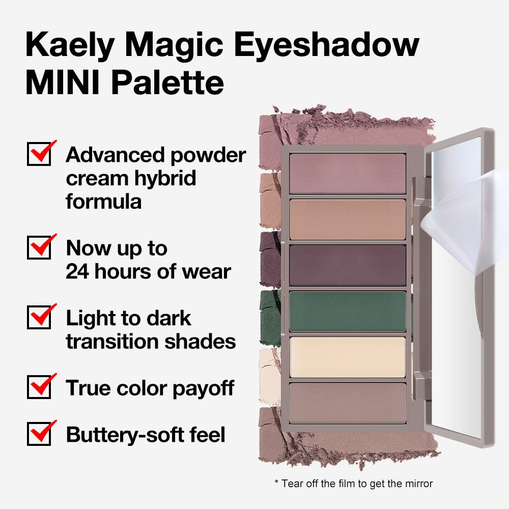 evpct 6 Colors Mauve Eyeshadow Palette, Mauve Taupe Rosy Brown Eggplant Purple Forest Green Vanilla Nude Brown Matte High Pigment Mini Travel Eye Shadow Palette Makeup for Older Women, Built in Mirror