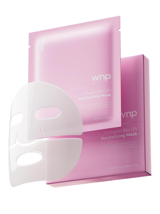WNP 6D Bionic Collagen Bio‑Gel Mask Hydrating Overnight Real Deep with 5.1% Collagen, Niacinamide, Hyaluronic Acid|Firming, Anti‑Aging, Brightening for sensitive skin 28g x4ea