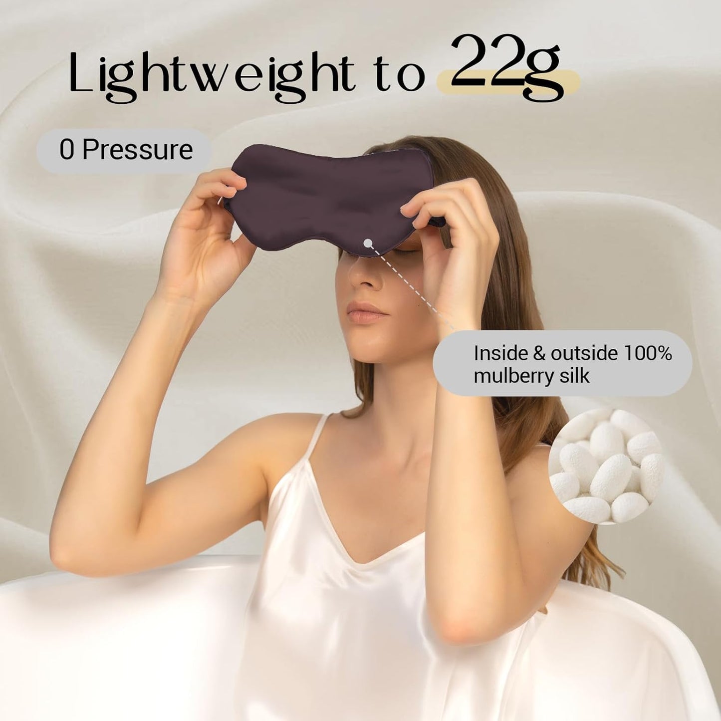 ZIMASILK Adjustable 100% 22 Momme Mulberry Silk Sleep Mask for Sleeping, Filled with Premium Mulberry Silk, Softest & Breathable Eye Sleeping Mask (Plum Wine)