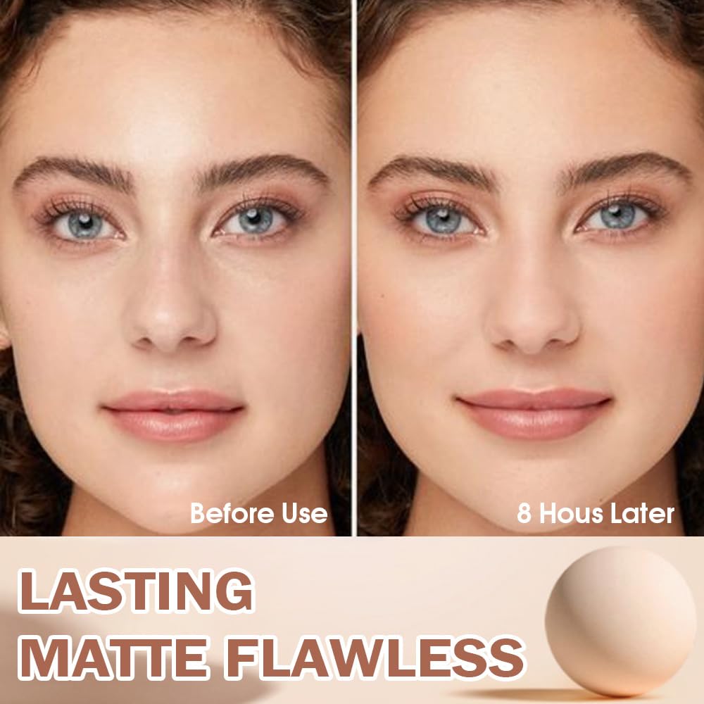 Kaely Pressed Face Powder Compact with Mirror and Puff, Makeup Setting Powder for Women Oily Skin, Oil Control Matte Powder Foundation Waterproof, polvo compacto perfection mate, 02 Natural Beige