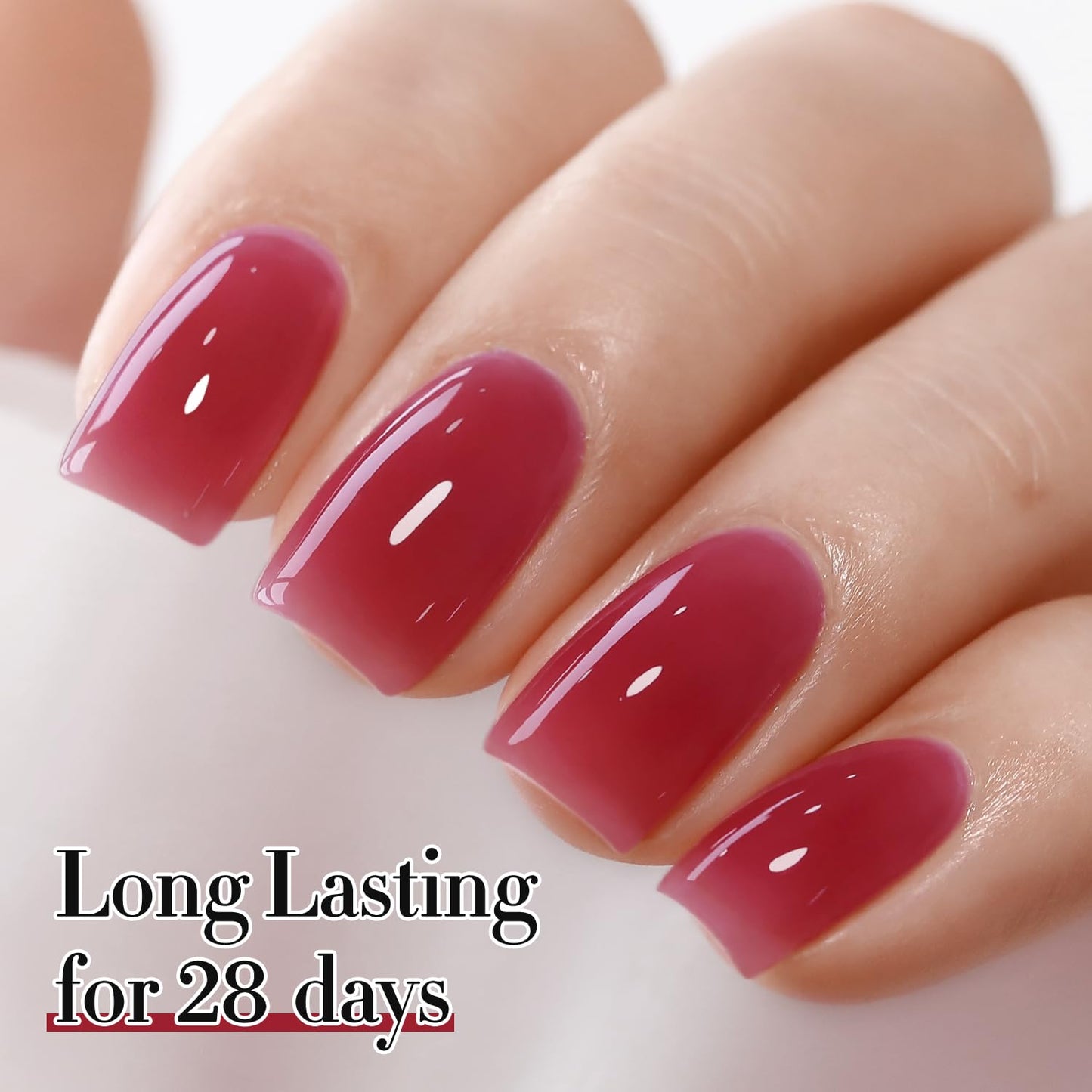 Double Rhythm 0.50 OZ Translucent Gel Polish Same Color Same Bottle Sheer Pastel Neutral Natural Milky 15 ML Jelly UV Nail Art DIY at Home (Dark Rose Red-A1514)