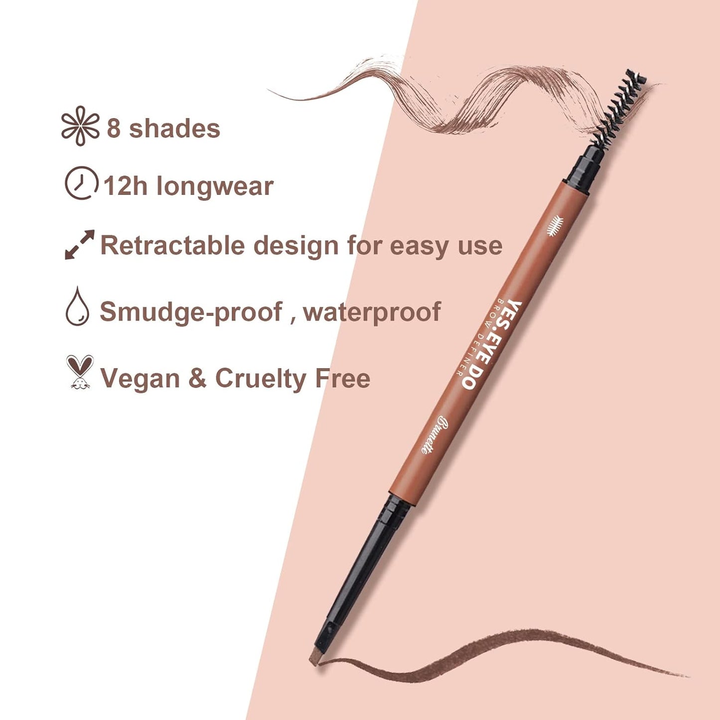 Blonde Eyebrow Pencil, Double Head Blonde Brow Pen with Brush, Auto Micro Eye Brow Makeup Pen for Hair Like Stroke, Waterproof and Longlasting, YES.EYE DO