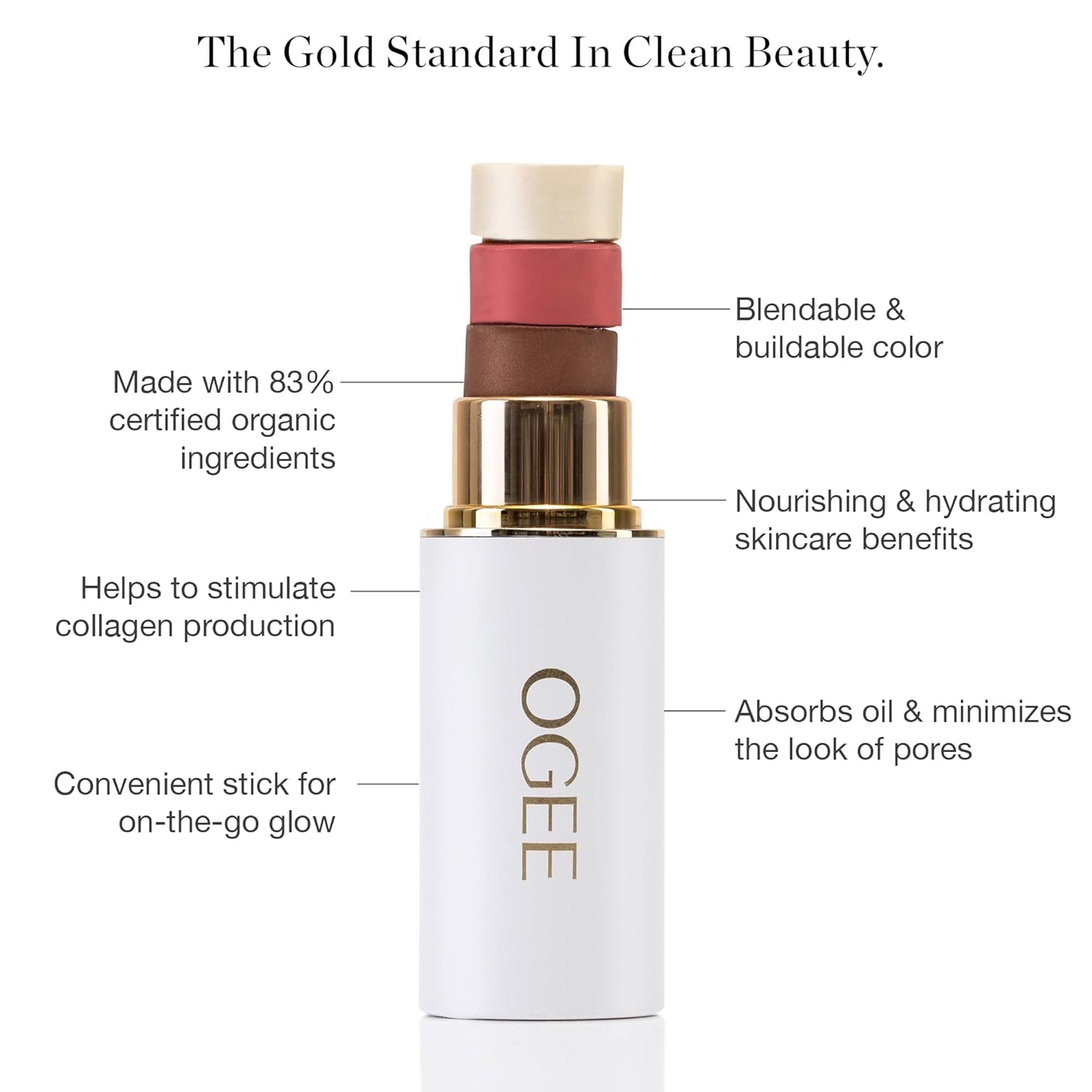 Ogee Sculpted Face Stick - Citrine (CITRINE - RADIANT GOLD SHIMMER) Certified Organic Bronzer Stick & Highlighter Makeup - Multi-Use Bronzer Stick for Face