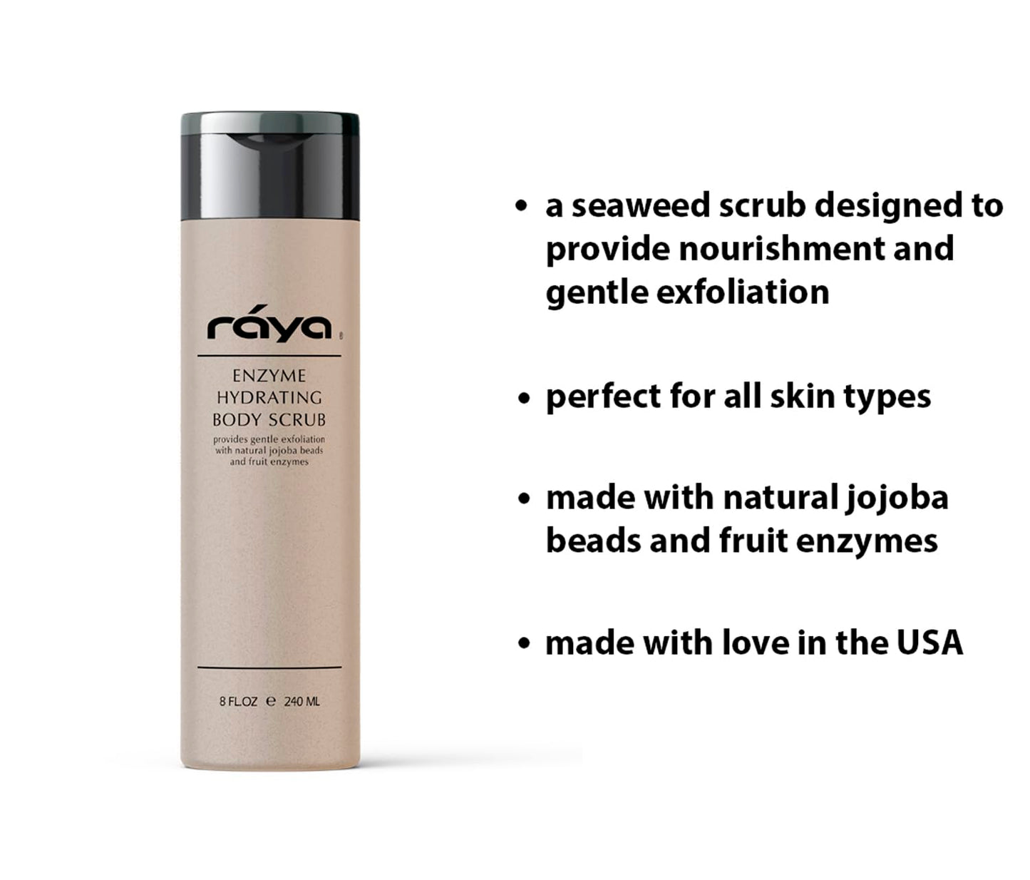 RAYA Enzyme Hydrating Body Scrub 8 oz Orange Vanilla Scent (S-104) | Gentle and Exfoliating Body Scrub | Made with Seaweed, Jojoba Beads, and Fruit Enzymes