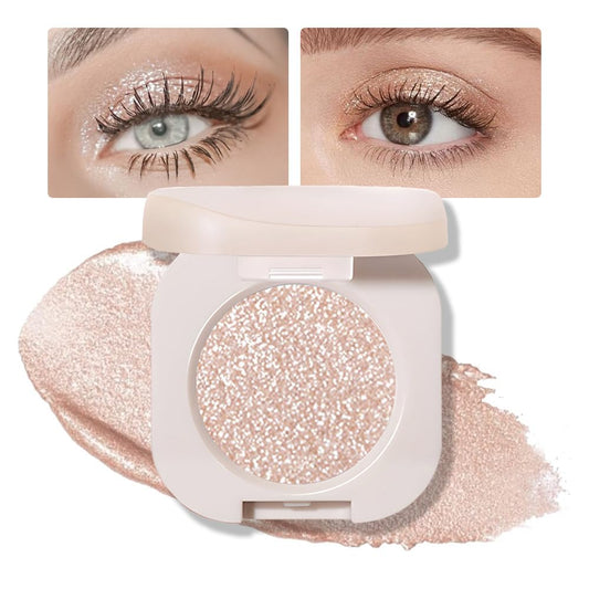 Glitter Shimmer Sparkle Eye Shadow Palette Makeup for Old Women, Pearl White Silver Glitter Shimmer Metallic Holographic Iridescent Cream Iridescent Single Monochrome Eyeshadow Makeup, 11