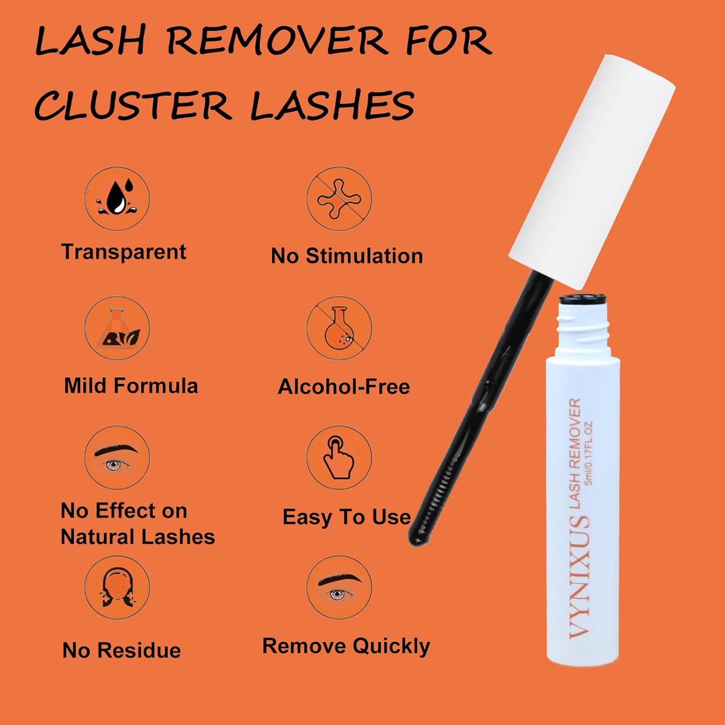 Lash Remover for Lash Extensions Cluster Lash Glue Remover VYNIXUS DIY Eyelash Extension Remover Individual Lash Extension Remover 5ML Eyelash Glue Remover Lash Cluster Remover