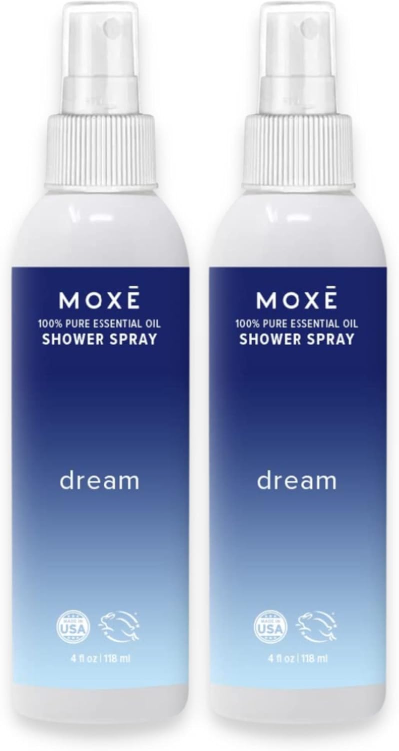 MOXĒ Dream Lavender & Chamomile Shower Steamer Spray, 100% Natural Certified Essential Oils, Bath Relaxation, Made in USA, 4 Ounces (2 Pack)