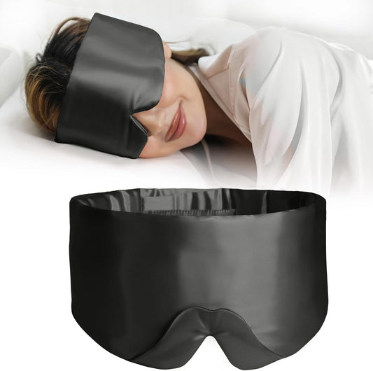 ZIMASILK 100% 22 Momme Mulberry Silk Sleep Mask - Full Silk Filled, Ultra-Soft & Breathable, Face-Hugging Blackout Eye Cover for Sleeping (Black)
