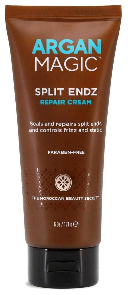 Argan Magic Split Endz Cream - Instantly Binds Frayed and Separated Ends While Preventing Future Breakage | Controls Frizz | Made in USA, Paraben Free, Cruelty Free (6 oz)