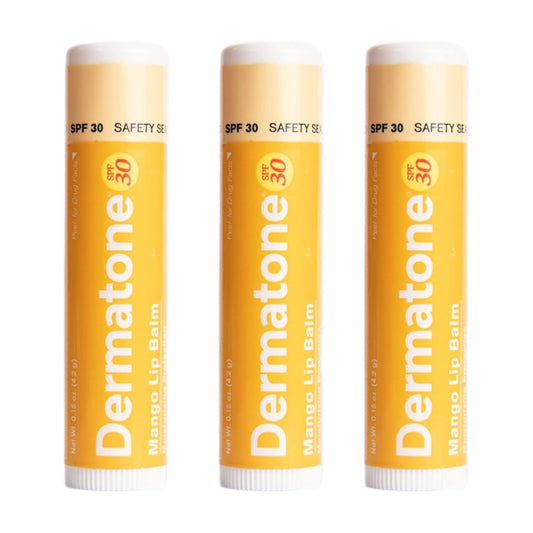 Dermatone Mango Lip Balm | Moisturizing Lip Care | Soothe & Replenish Dry & Chapped Lips | Aloe, Vitamin E | SPF 30 | 3-Pack (Mango, 0.15oz sticks)