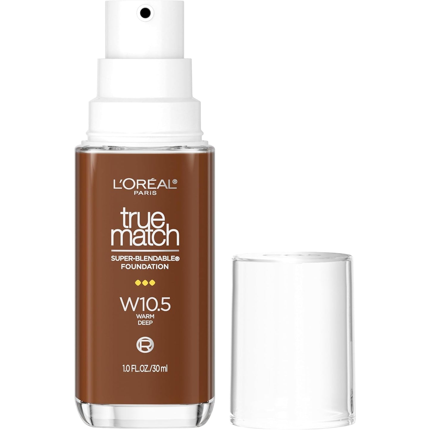 L'Oreal Paris True Match Super-Blendable Foundation, Medium Coverage Liquid Foundation Makeup, W10.5, Deep, 1 Fl Oz