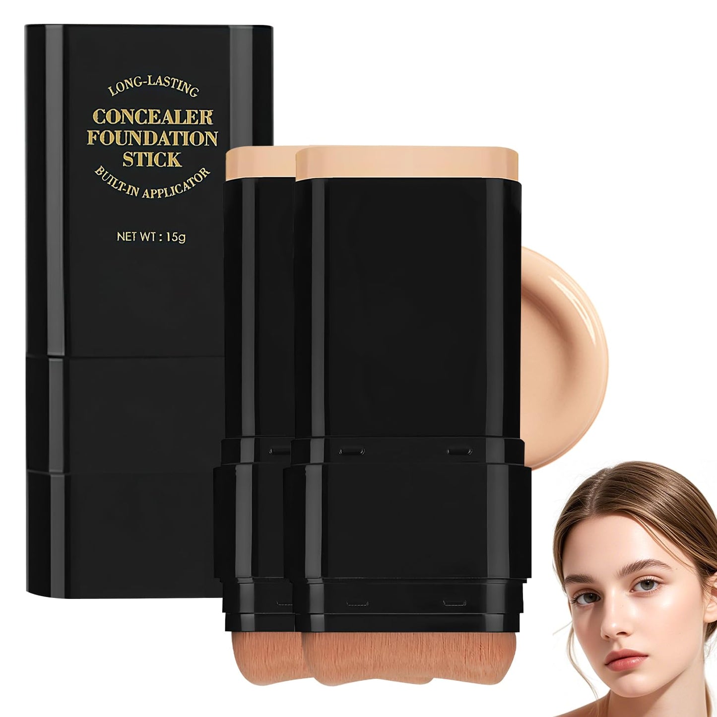 Long-Lasting Concealer Foundation Stick, Creamy Full Coverage, Hydrating Olive & Camellia Formula for Dark Circles (03 light skin)