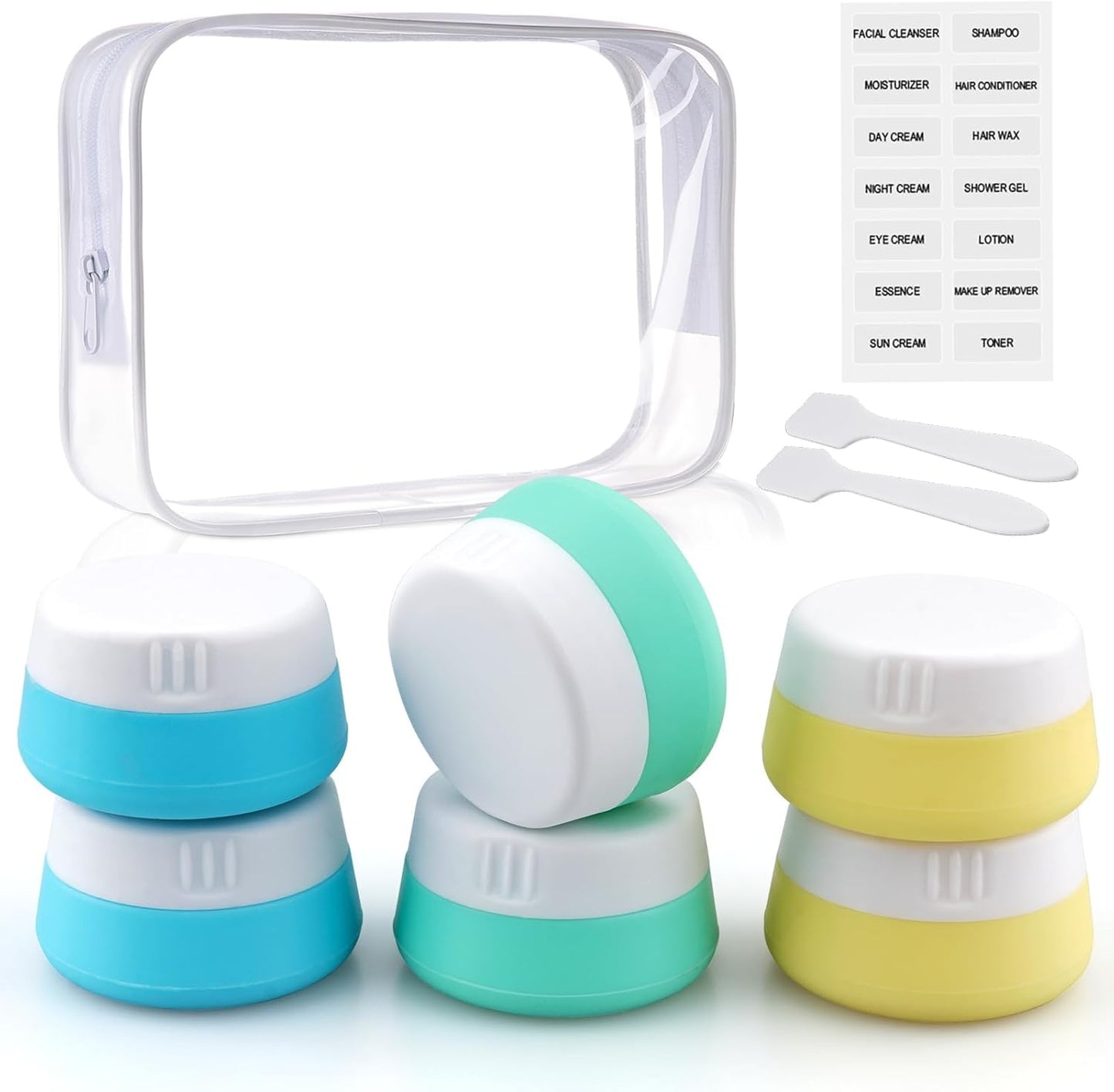 Travel Containers for Toiletries 6 Pack 0.7oz TSA Approved Size Silicone Jars With Lids Leak-proof Accessories for Cosmetic Makeup Cream