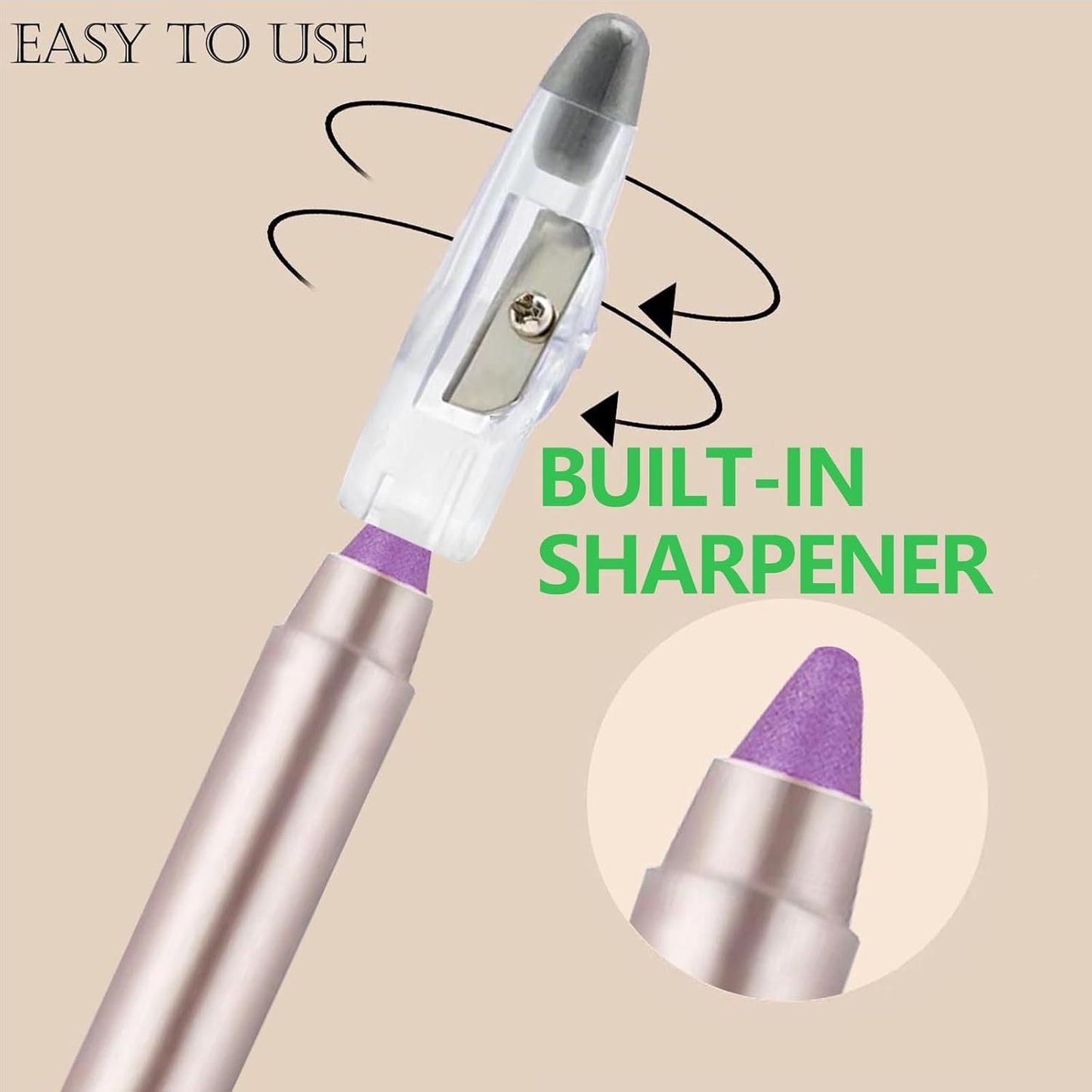 Purple Violet Eyeshadow Stick, Blendable Creamy eye shadow Eye Brightener Stick, Waterproof Eyeshadow Pencil Long Lasting , Smooth Shimmer Eye Shadow Highlighter Eye Liner Makeup.#B06 violet shimmer