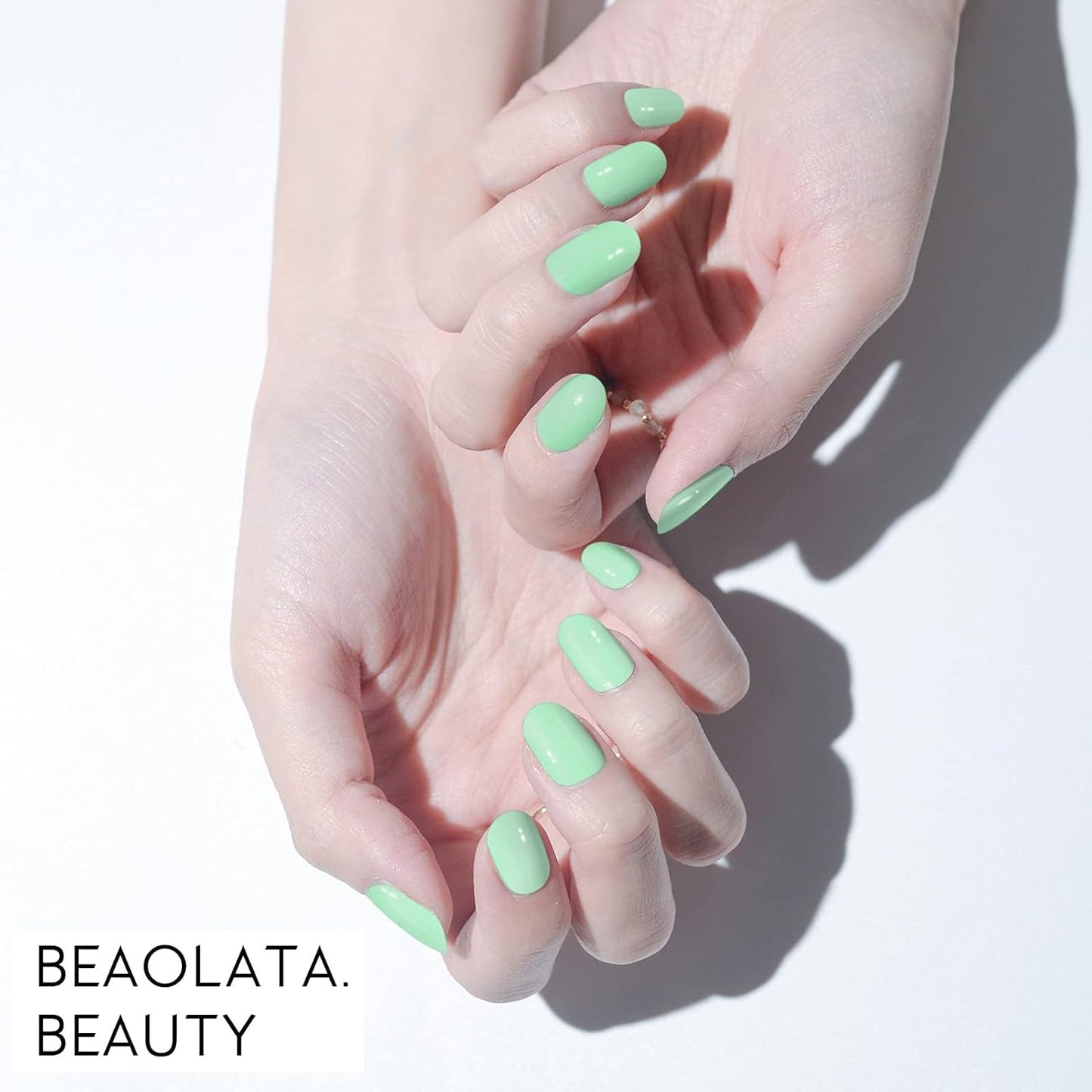 Nail Polish Strips, 32PCS Salon Quality Wraps, Long Lasting Gel Nail Stickers for Women Easy Apply& Remove (Light Blue Mint)