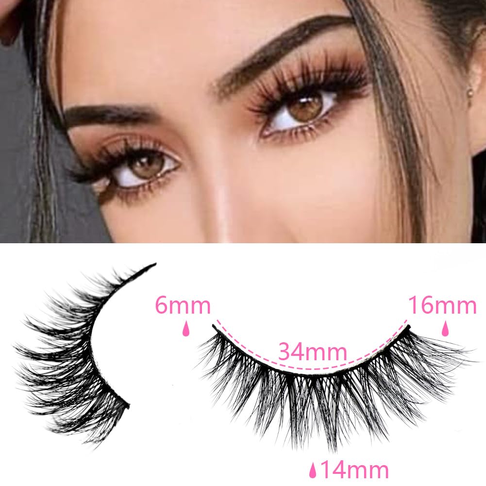 False Eyelashes 48 Pairs Faux Mink Lashes 14mm Wispy Lashes 3D Fluffy Cat Eye Lashes Pack Bulk Wholesale Strip Lashes(style 48-042)