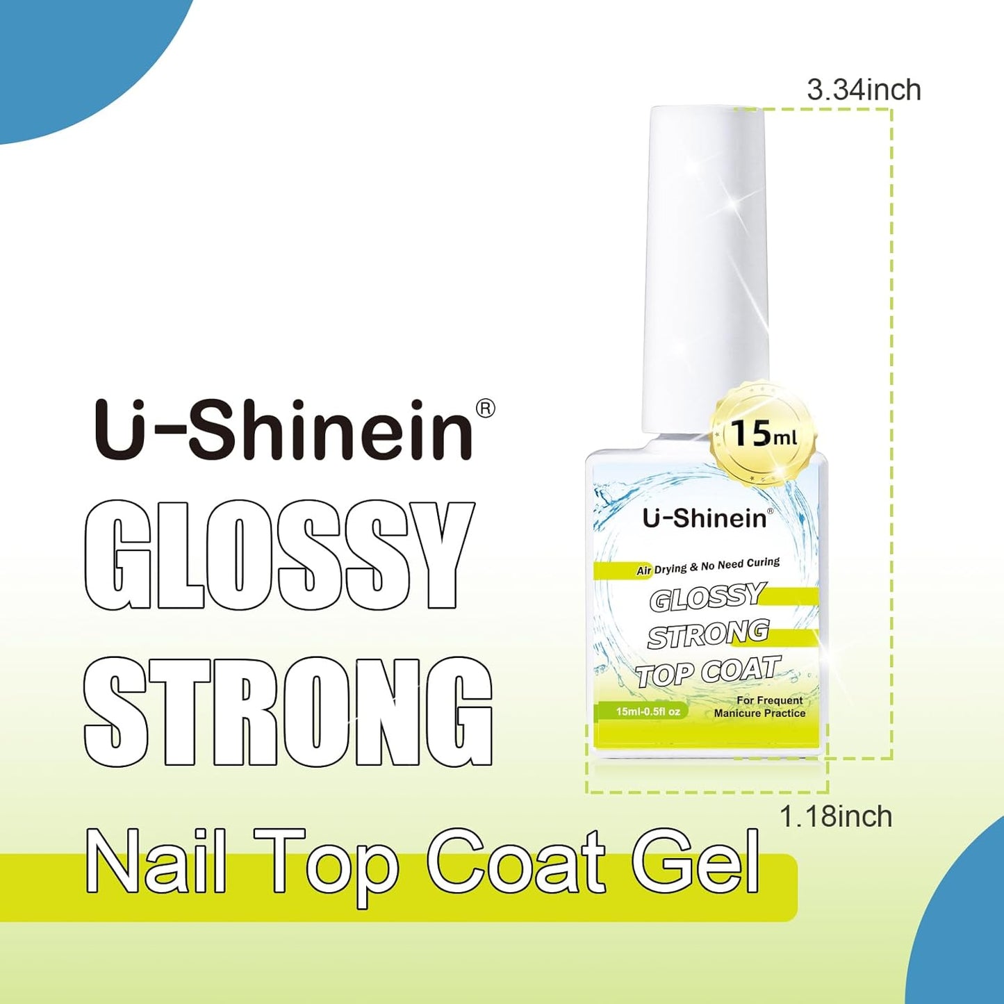 Glossy Strong Nail Top Coat Gel, Protective Supper Shiny Long-lasting No-Scratches Not Easy to Stain Colours, New Technology Nail Manicure Soak Off Nail UV/LED Lamp DIY Nail Art