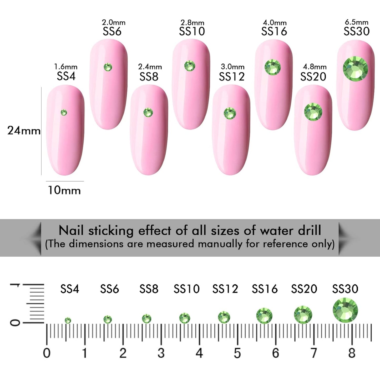 3000Pcs Light Green Crystal Rhinestones,Glass Flatback Rhinestones Gemstones Mini for Nail Face Makeup Art Crafts Clothes Decoration - (SS6,2.0mm,Light Green)