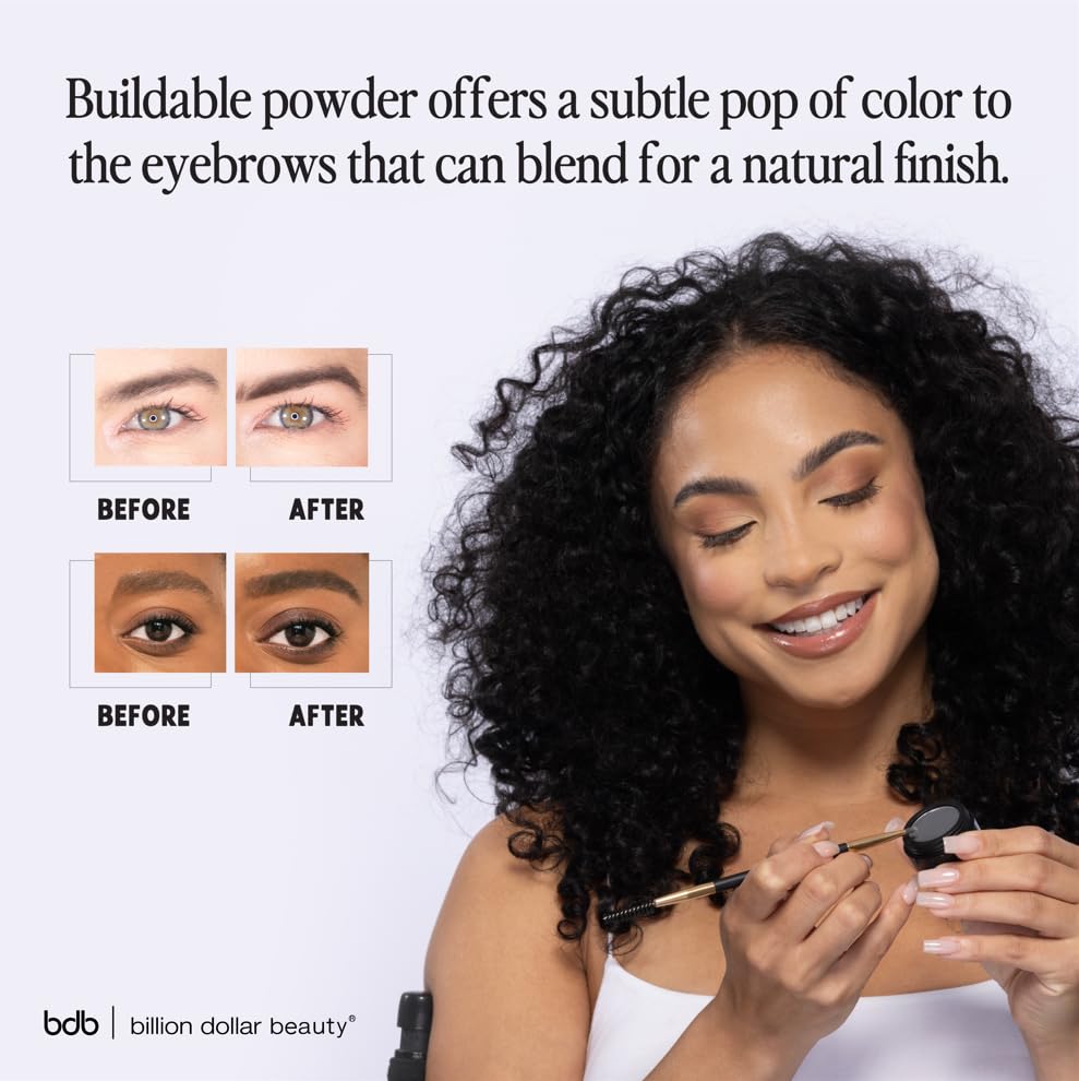 bdb Eyebrow Powder & Definer Brush - Long-Lasting, Fuller & Fluffier Brows, Spoolie for Precision, Soft & Natural, Taupe