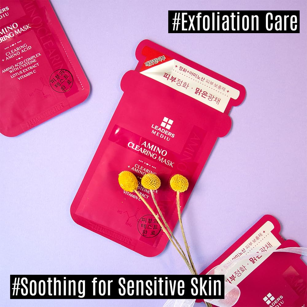 Amino AC-FREE Acne Control Facial Sheet Mask | AHAs, BHAs, Salicylic Acid, Snail Secretion, Chamomile | For Oily, Acne-Prone Skin, Reduces Blemishes (5 Sheets)