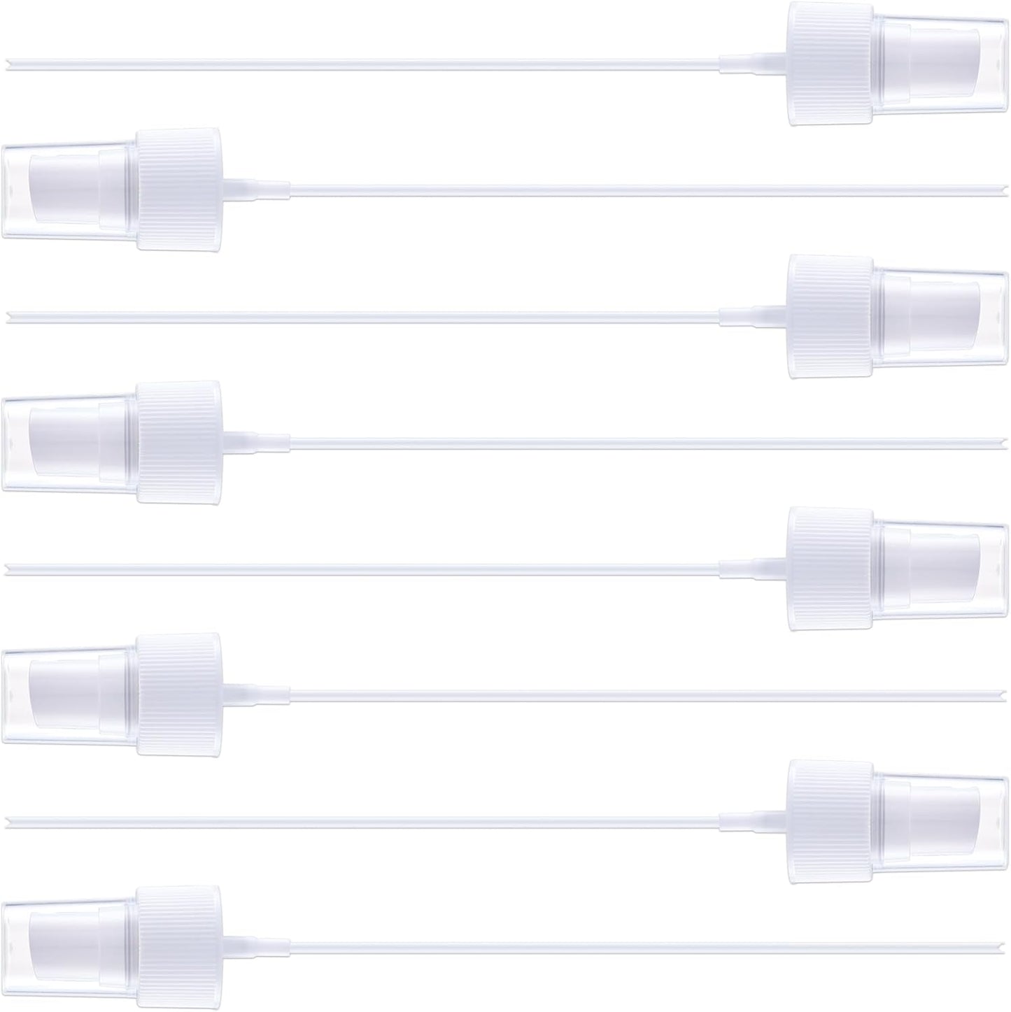 8pcs Spray Bottle Top, Fine Mist Spray Nozzle with 5.9" Dip Tube, Trigger Sprayer Pump Replacement for Perfumes Essential Oil Cleaning Solution- White
