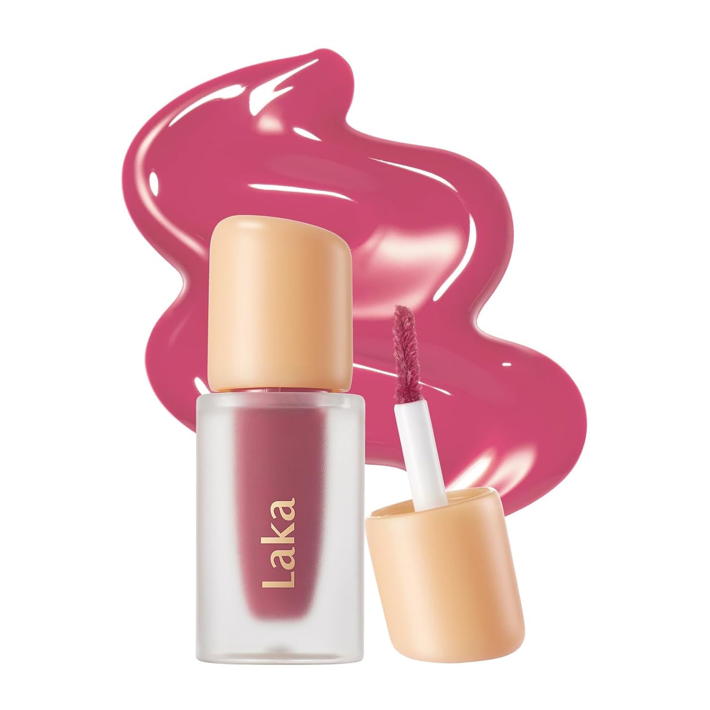 Laka Fruity Glam Lip Tint Mini, Glowing Lip Stain with Wide Color Spectrum, Hydrating & Lightweight Texture, Long-Lasting Bold Stain, Non-Sticky, Vegan, K-Beauty (#113 Pleasure)