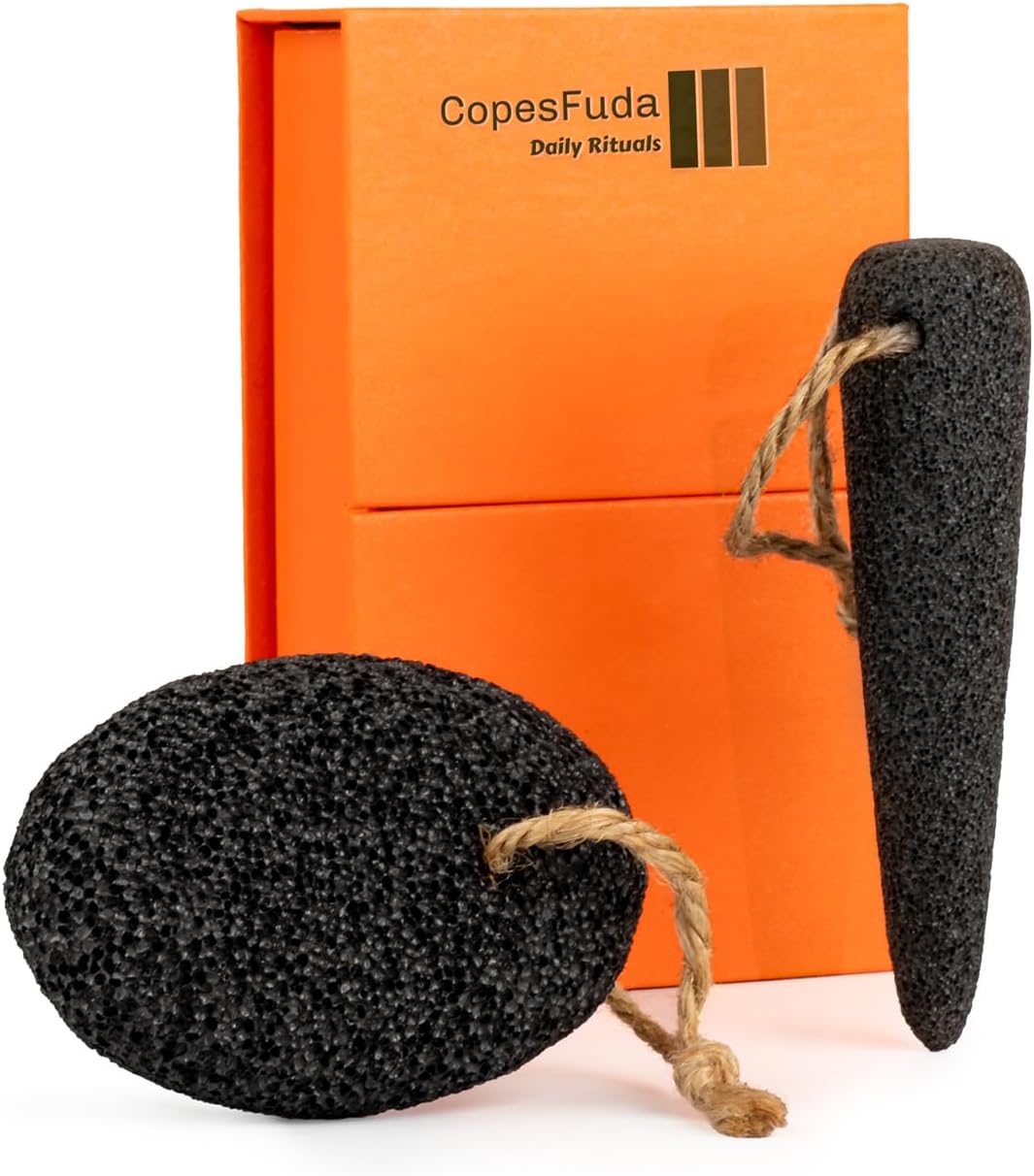 Natural Volcanic Pumice Stone for Feet & Hands. Foot Scrubber for Dead Skin Remover & Deep Cleansing, Cone Shape Stone for Hard-to-Reach Areas Corn Removal, 2 Pcs, Ready-to-Gift Design