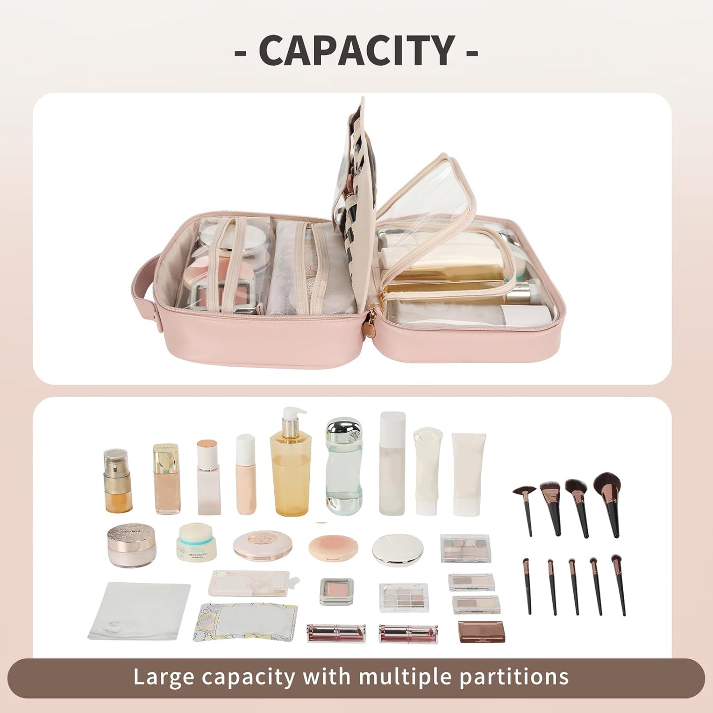 RIGHT AWAY Travel Toiletry Bag for Women, Waterproof Makeup Bag&Case, Portable Cosmetic Organizer Checkered Make up Bag for Full Sized Toiletries，Cosmetics and Travel-Size Accessories,Pink Checkered