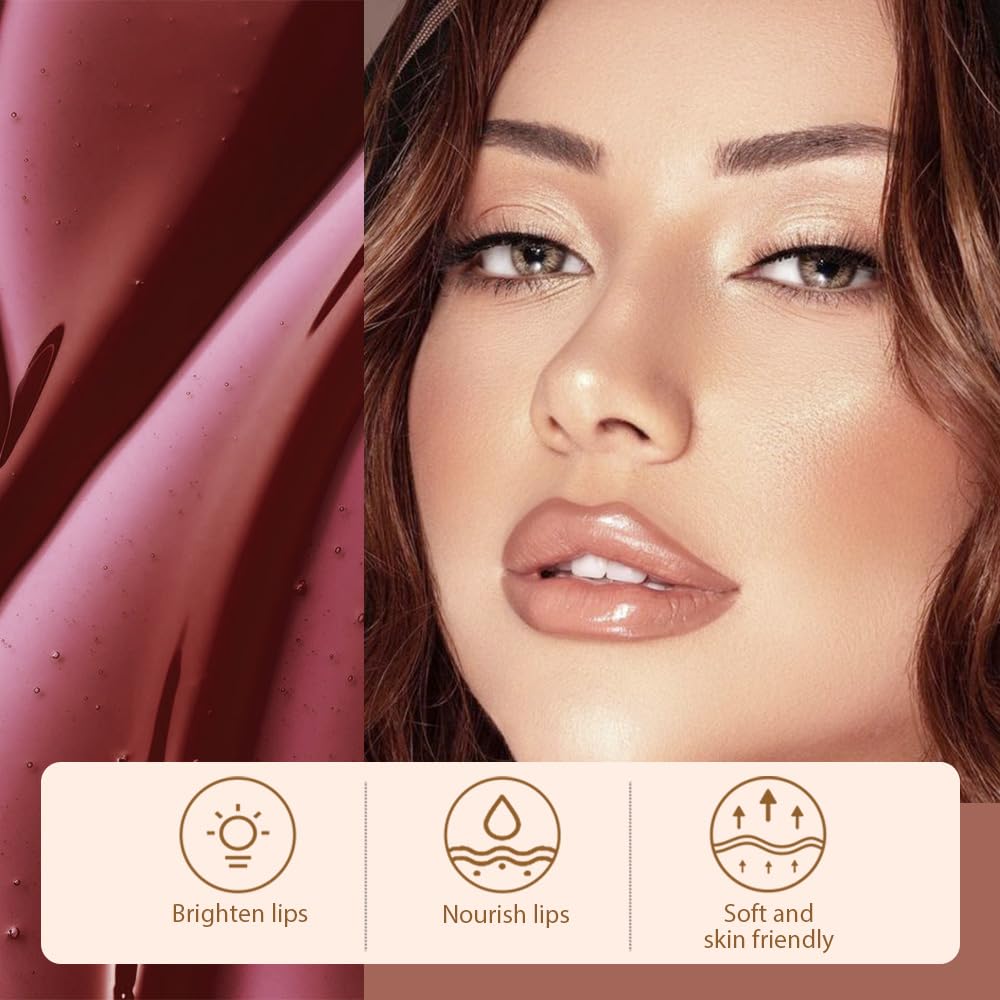 Matte Lip Stain Peel Off Lip Liner, Brown Peel Off Lip Stain Tattoo,Long Lasting & Waterproof Peel Off Lip Gloss Lip Liner,Transfer-Proof All Skin Types.0.12 fl oz #02