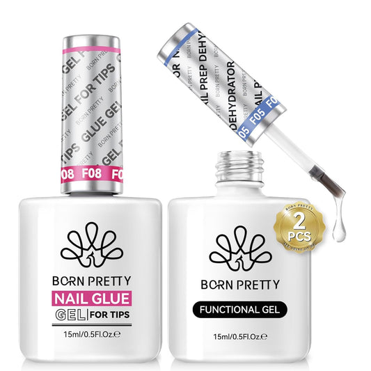 Born Pretty 15ml Nail Dehydrator and Nail Tips Glue Set, Not Chip or Peel and Long Lasting for Nails Art