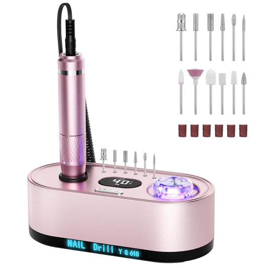 Nail Drill Electric File: 40000RPM Professional E File Kit E File Machine Filer for Shaping, Buffing, Removing Acrylic Gel Nails, Manicure Pedicure Kit with 12Pcs Nail Bits, Home Salon Use