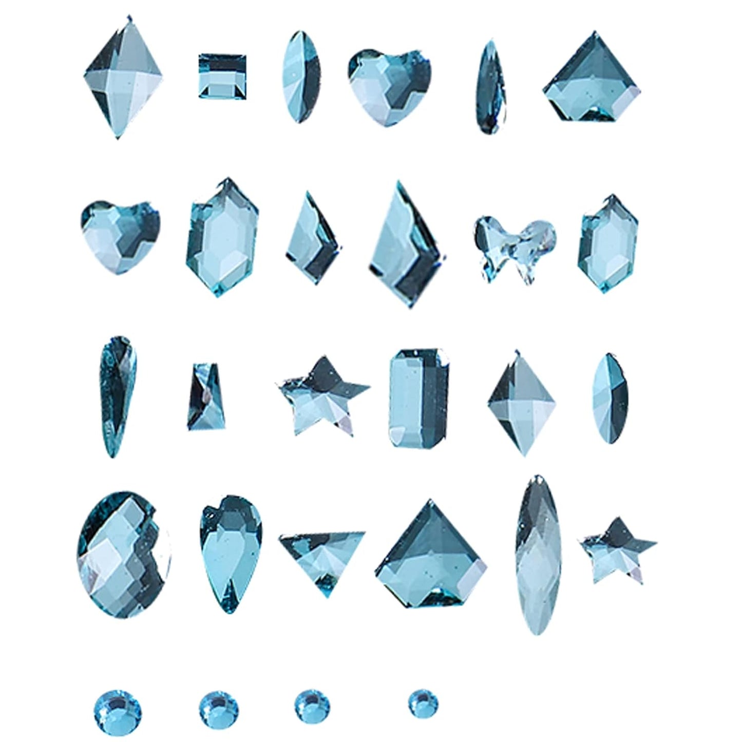 3320Pcs Lake Blue Nail Art Rhinestones Crystal,3D Rhinestones Gems Jewels Diamond,24 Types of 320 Diamonds + 3000 Round Beads, Crystals 3D Flat Back Gemstones for Nail DIY Crafts with Tweezers Pen