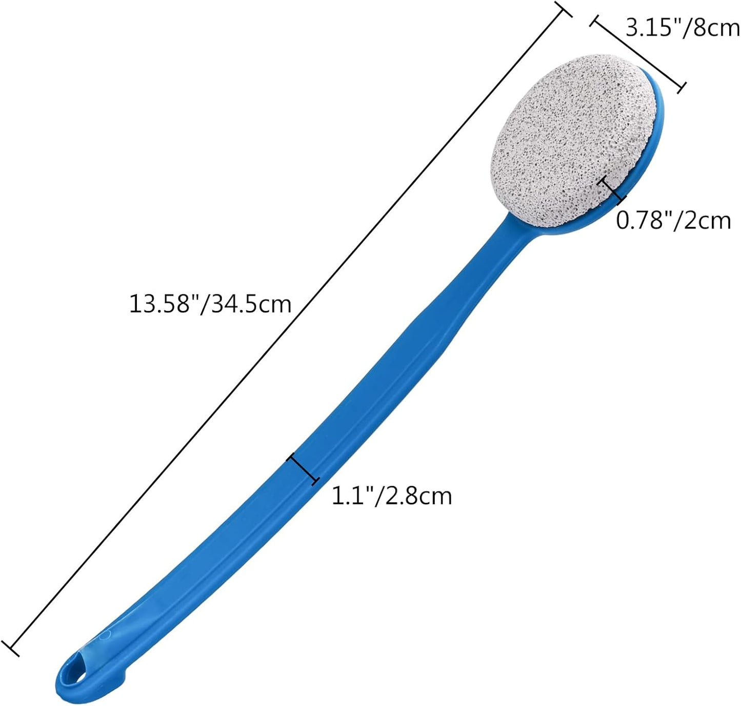 Pumice Stone for Feet with Long Handle (Curved Handle, Blue, Count, 1)