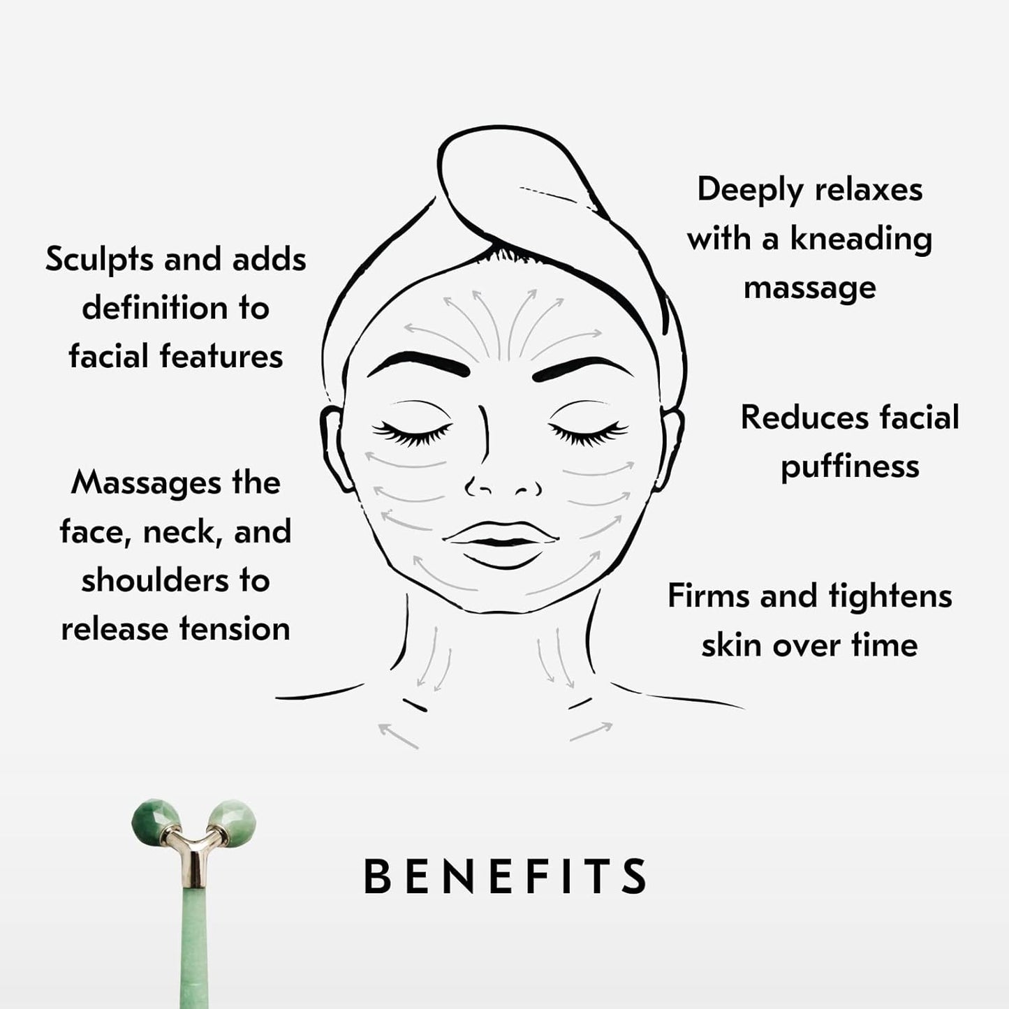 Mount Lai Jade Tension Melting Facial Massager for Face & Neck – Face Roller to Relieve Tension, Soothe Stress, Improve Circulation & Revitalize Skin for Radiant Care