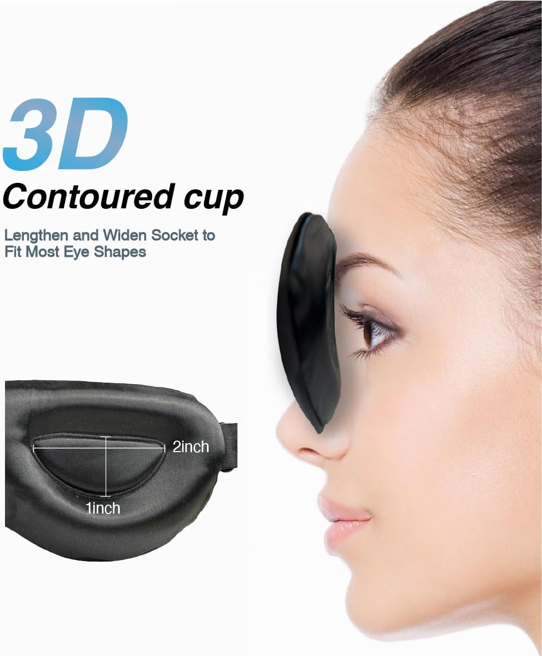 PROMEED Adjustable 100% Mulberry Silk Sleep Mask 23 Momme, 3D Contoured No-Pressure Cup Eye Mask for Sleeping, Super Soft Breathable Blindfold, Perfect Blocks Light for Sleeping (White)