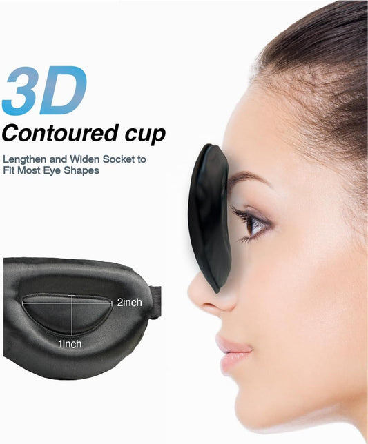 PROMEED Adjustable 23 Momme Mulberry Silk Sleep Mask, 3D Contoured No-Pressure Cup Eye Mask for Sleeping, Super Soft Breathable Blindfold, Perfect Blocks Light for Sleeping (Champagne)