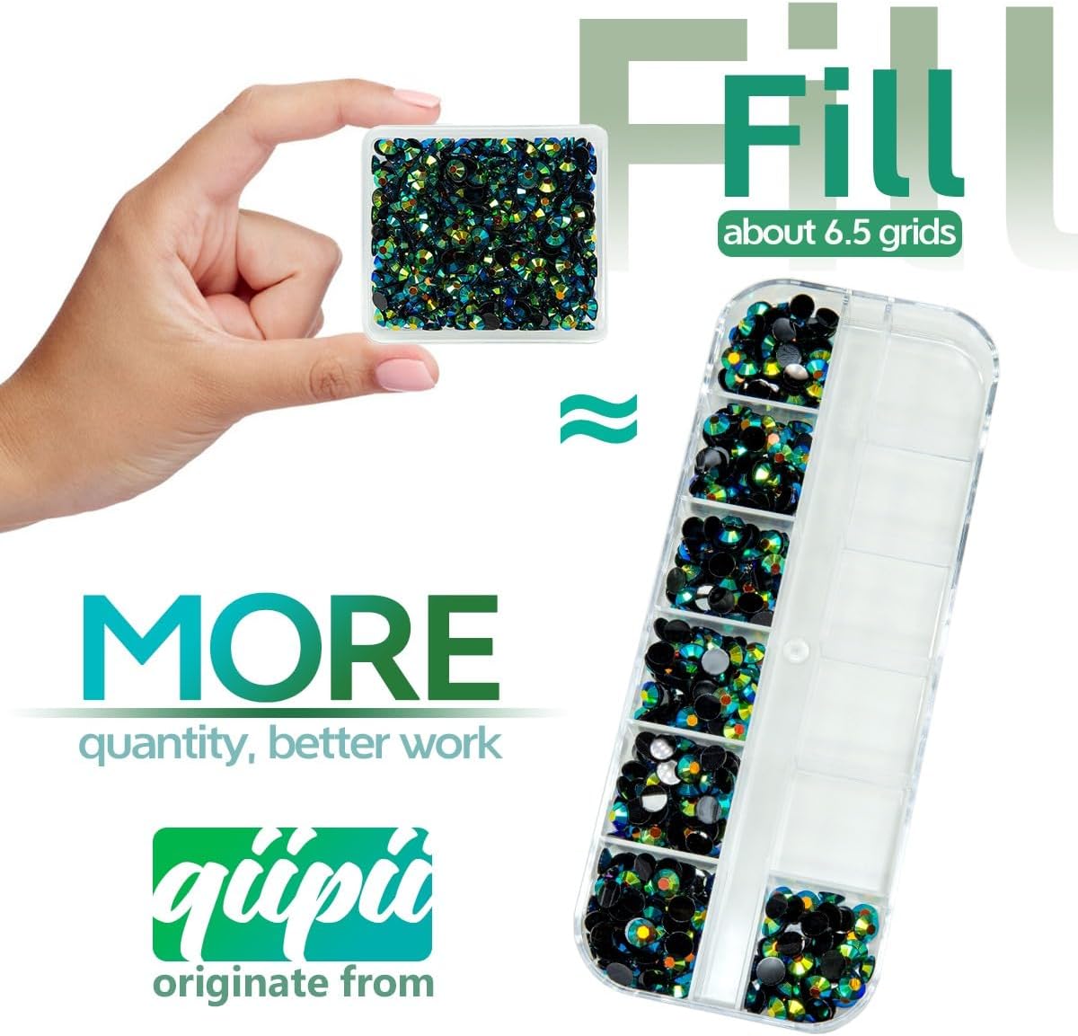 Peacok Green AB Resin Rhinestones w B7000 Jewelry Glue for Bedazzling Crafting 3mm 4mm 5mm 6mm Flatback Jelly Stones Bulk Diamonds Crystals Gems Charms for Nails Face Eyes Makeup Tumbler