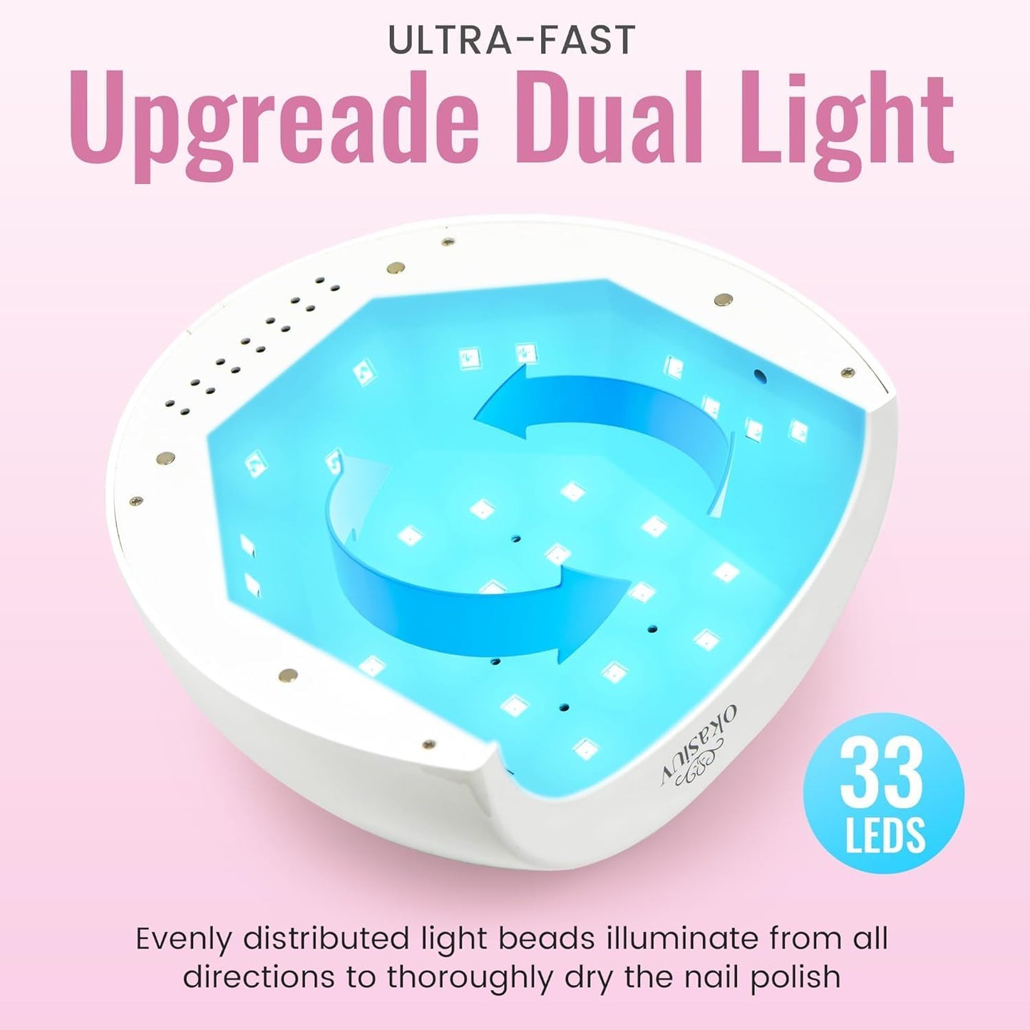 Rechargeable UV LED Nail Lamp with Diamond Design & Touch Control - 3 Timer Settings, Fast Curing for All Gel Polishes, Portable UV Nail Dryer for Professional Salon & Home (Pink)
