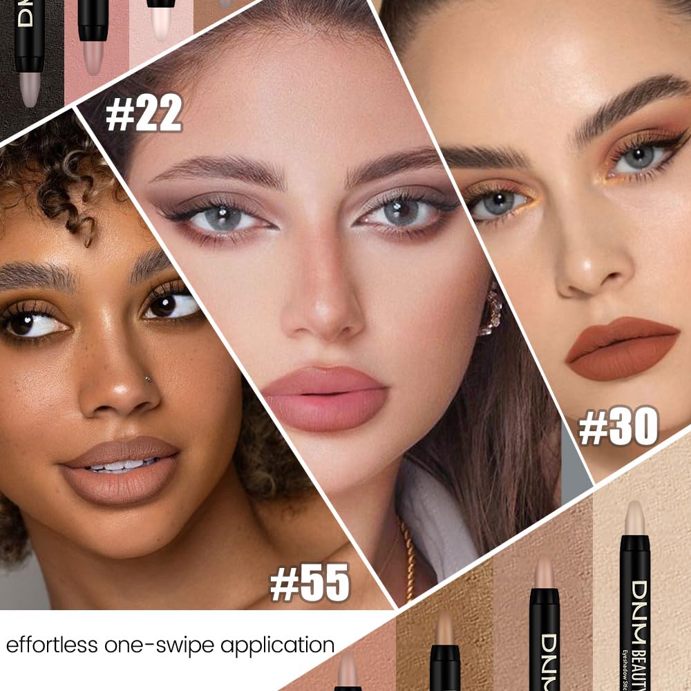 8Pcs Cream Eye Shadow Sticks Makeup for Women, Matte Shimmer Eyeliner Pencil Eyeshadow Brightener Stick for Eyes, Waterproof Eyeshadow Applicator Blendable sombras para ojos Set12#