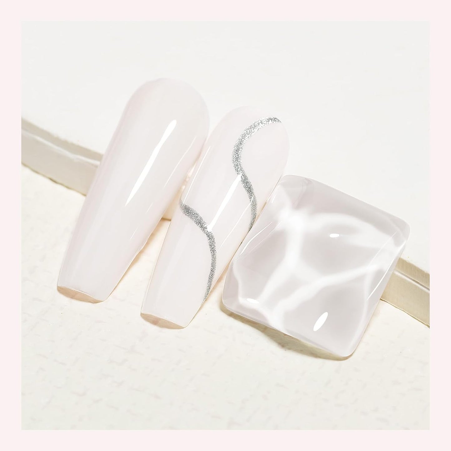 MIZHSE Quick Dry Nail Polish, Pink-White Nail Polish Non Gel Air Drying Fast, 15 ml Regular Nail Lacquer Glossy Finish Nail Art Manicure DIY Home