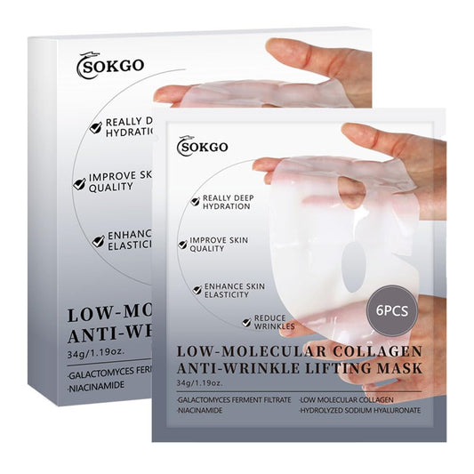 Low Molecular Weight Collagen Overnight Hydrogel Mask, Enhances Skin Elasticity, Reduces Pores, Transforms from White to Transparent Upon Absorption Skin Care Treatment