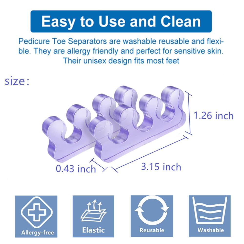 Toe Separators for Bunion Pedicure, Gel Material Toenail Dividers, Repeatable & Washable Toe Spacers for Nail Polish, Orthopedic Bunion Correction, Easy Finger & Toenail Polish Grooming Tools