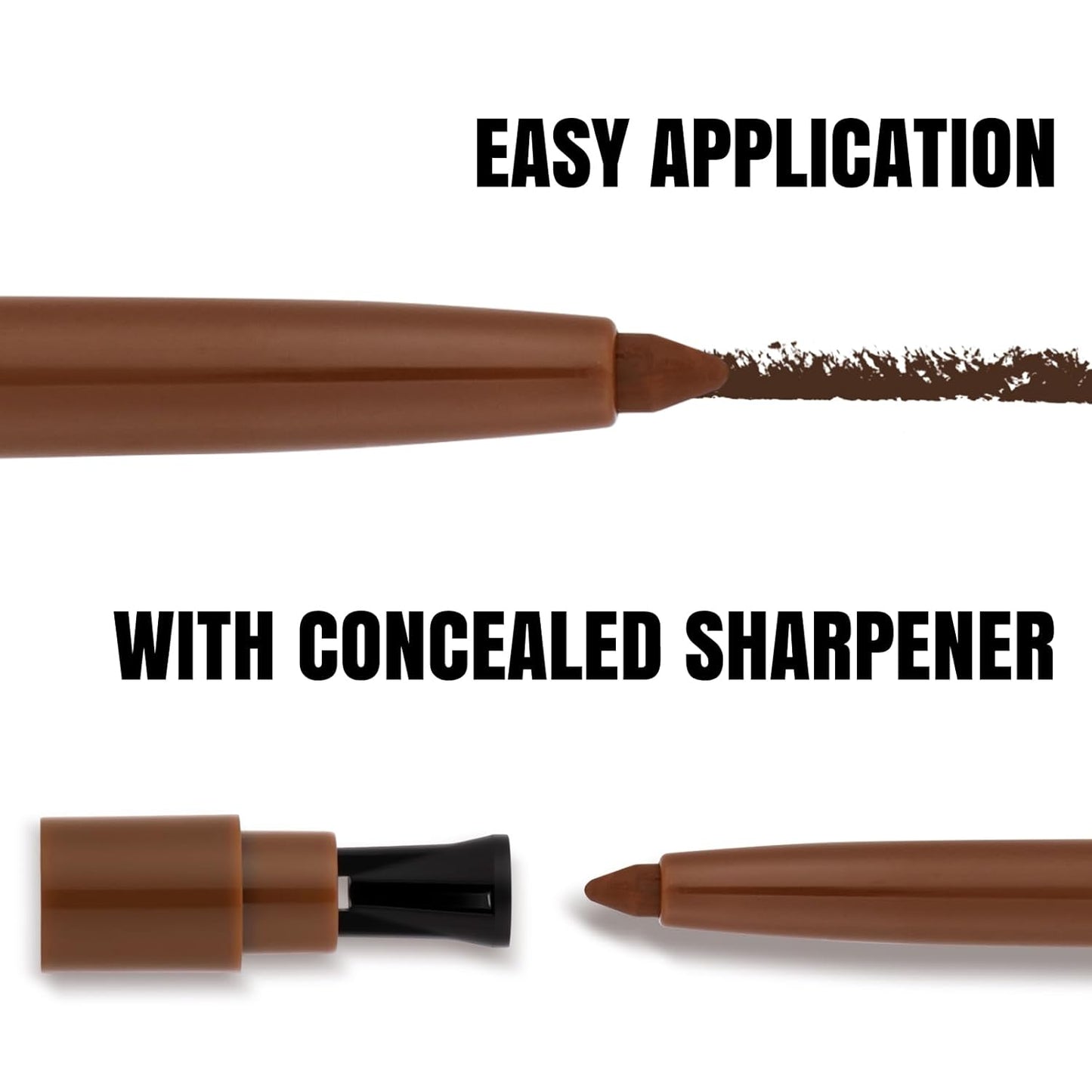 Mechanical Gel Eyeliner Pencil with a High-Pigment, Waterproof & Smudge-resistant, Glide Tip Eye Makeup with Up to 24HR Wear, Waterline Eye Liner with Built-in Sharpener (Brown)