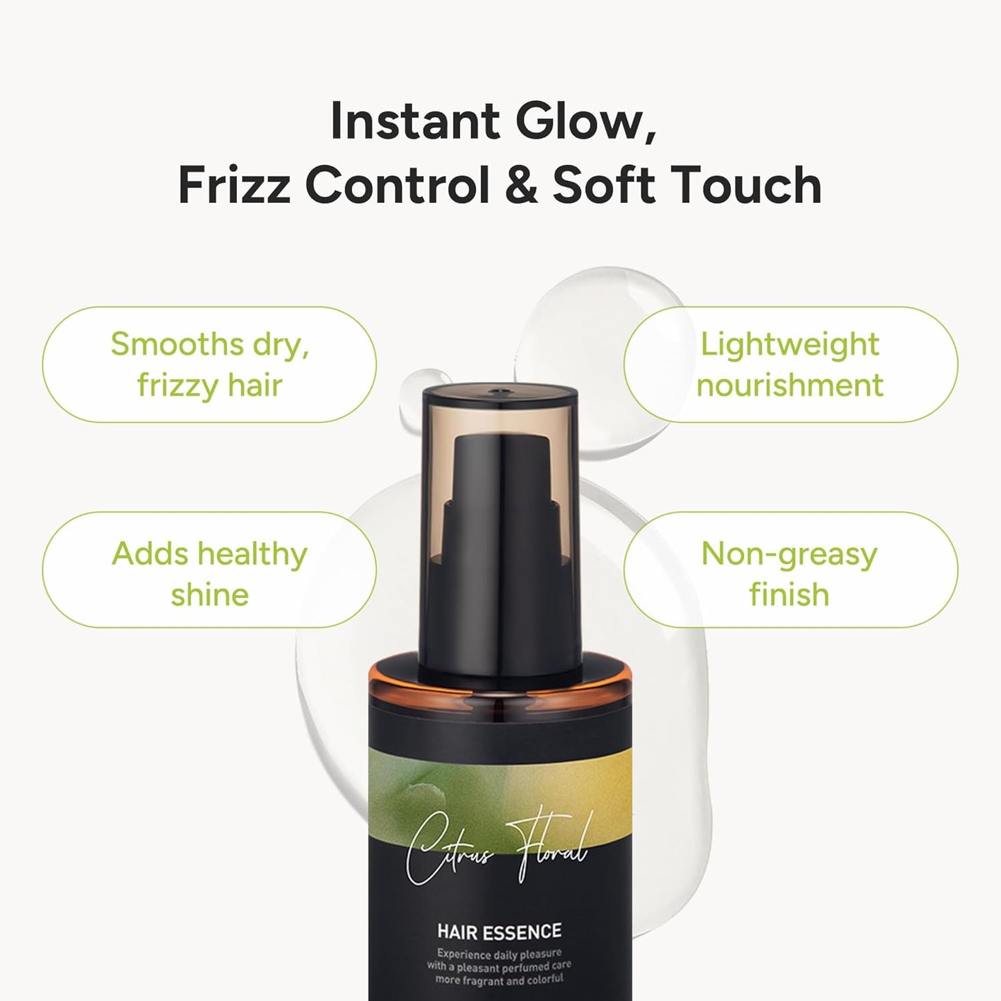 Perfumed Hair Oil & Serum – Korean Hair Essence Oil for Frizzy Hair, Shine & Damage Repair – Argan Oils & Amino Acids – Sulfate & Paraben-Free – Citrus Floral, 100ml / 3.38 fl oz