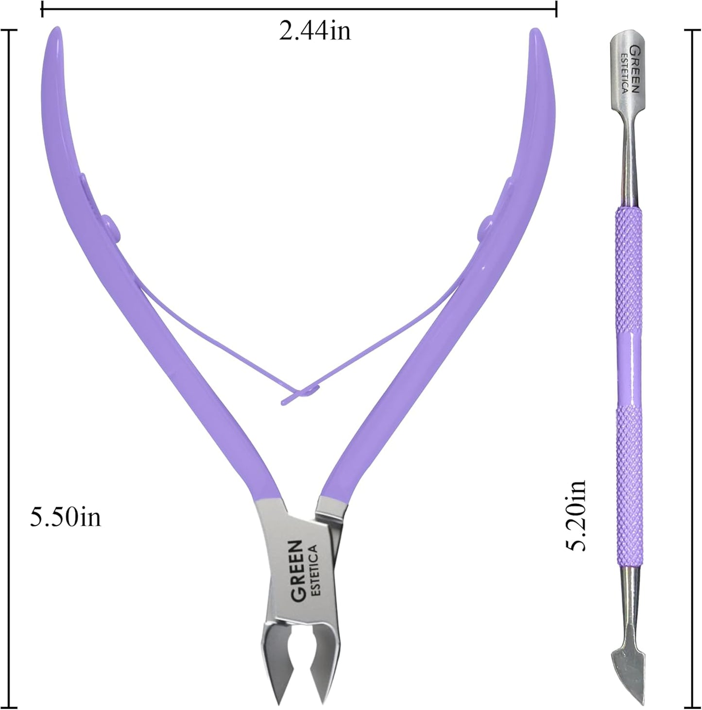 Professional Cuticle Trimmer with Cuticle Pusher Nail Cuticle Remover Nipper Silver Stainless Steel Sharp Blades Manicure Tools with Double Spring Nail Care Pedicure Nail Tools Home Spa (Purple)