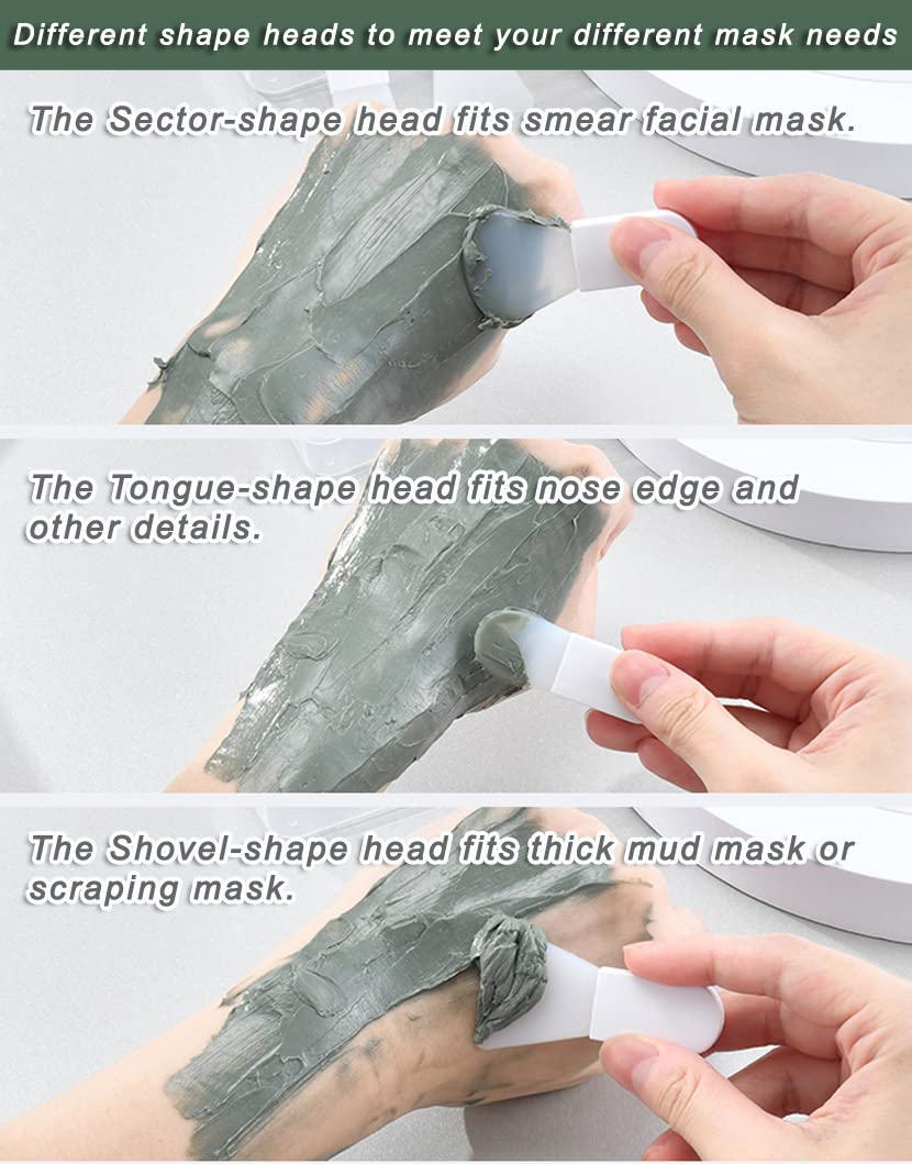 Face Mask Applicator Brushes, Mini Makeup Spatula Portable Beauty Tools Set for Facial Mud, Cosmetic Mask, Facial Clay, Eye Mask, Body Lotion, Body Butter, Serum, Cream. 3PCS Soft Silicone Brush Suit