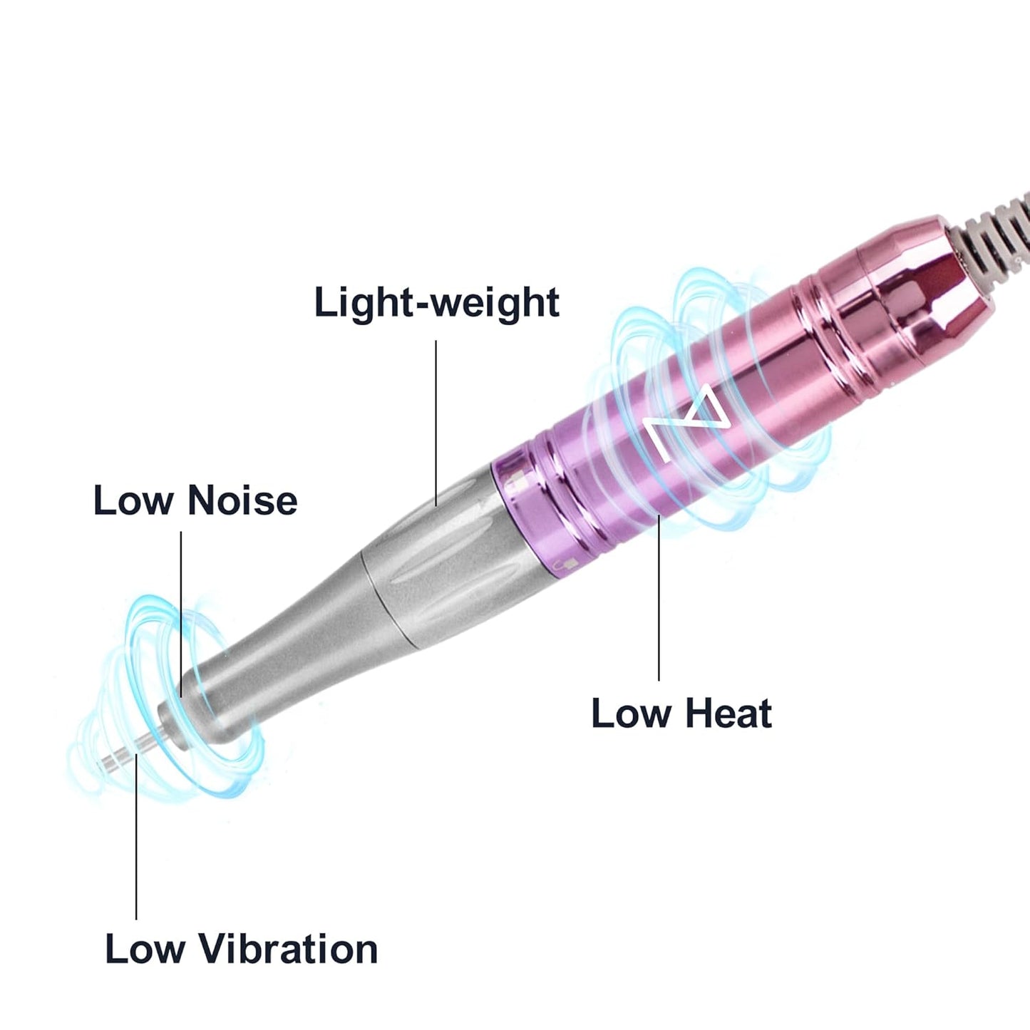 M Mase- Professional Nail Drill Machine - Coreless 2-in-1 Nail File - Electric, Cordless, 35000 RPM, HD Display - Electric Nail Drill for Professional & Home Use (Gold)