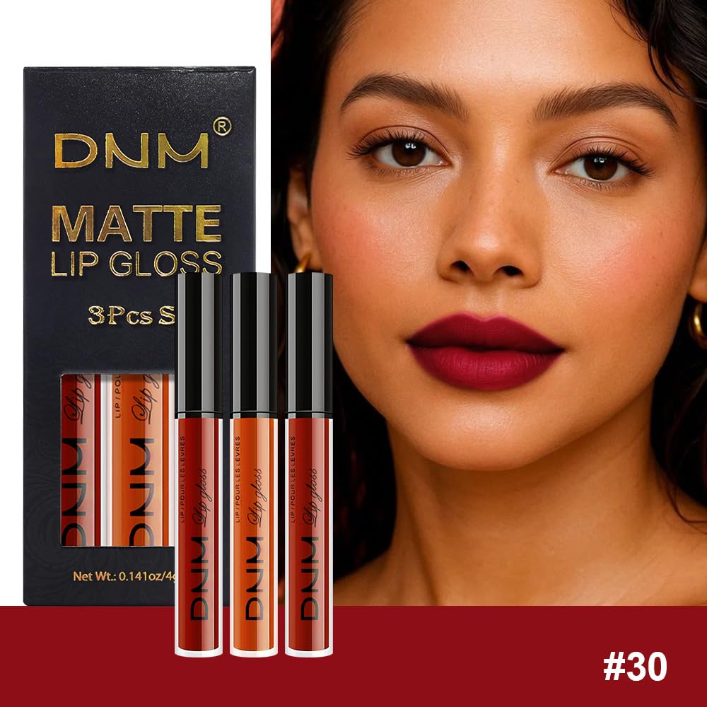 evpct 3Pcs Dark Orange Ruby Red Matte Liquid Lipstick Lip Stain Sets for Women, Matte Lipstick Long Lasting Waterproof Permanent 24 Hours original, Magic Lip Sticks Pack for Halloween Daily Makeup