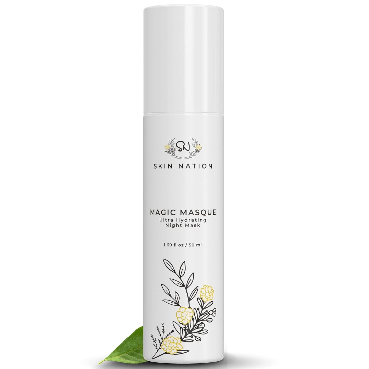 Skin Nation Magic Masque, Hydrating Night Mask with Hyaluronic Acid & Botanicals, Plant-Based Overnight Mask for Dry Skin, Smooth Texture & Radiant Glow, 1.69 fl oz