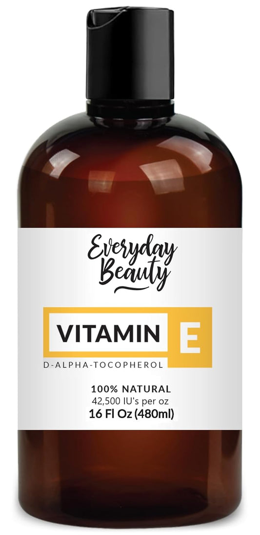 Pure Vitamin E Oil Bulk - 16 oz D-Alpha Tocopherol 100% Pure & All Natural 42,500 IU per oz - Not a Blend, Thick, Amber Color - from Wheat Germ - Face Body Hair - DIY Cosmetics & After Surgery Scars…